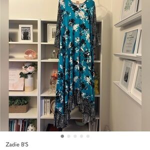 ISO Floral Blue and Black Dress